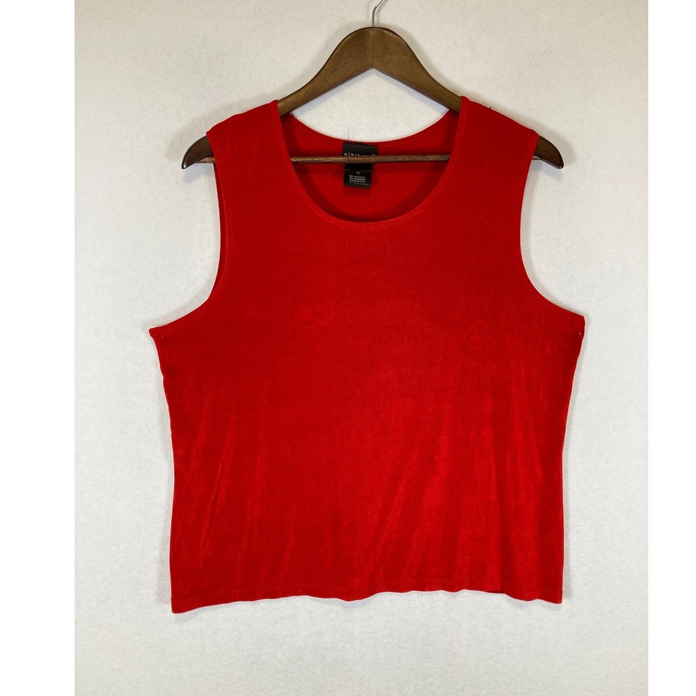 Minimalist Citiknit Women XL Red Sleeveless Scoop‎ Neck Ribbed Tank Top USA Made
